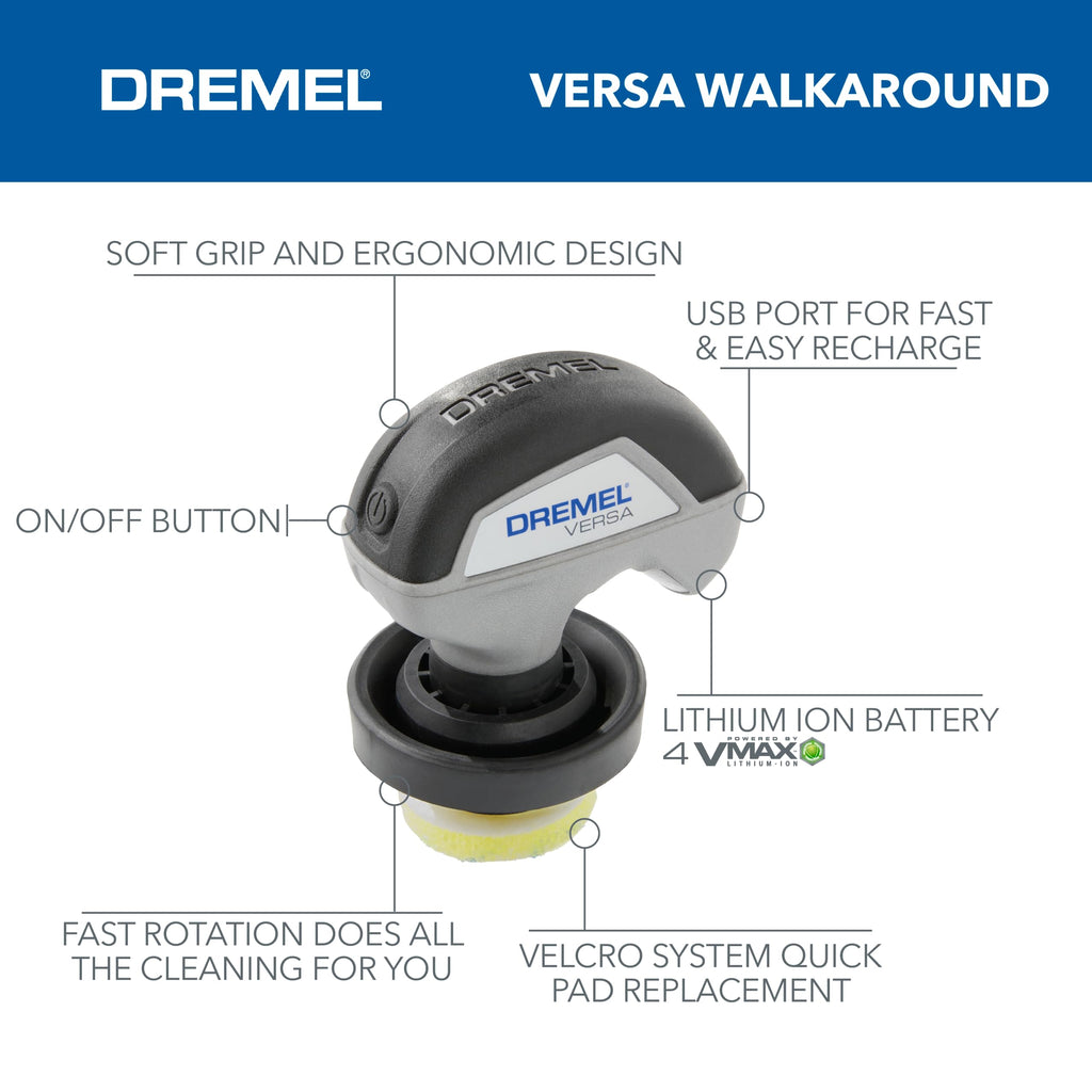 Dremel Versa Power Scrubber Kit with 5 Scrub Daddy Cleaning Sponge Pads - Waterproof Cordless Electric Spin Scrubber, High Speed, Multi-Surface Cleaning for Kitchen, Household, and Bathroom, PC10-07