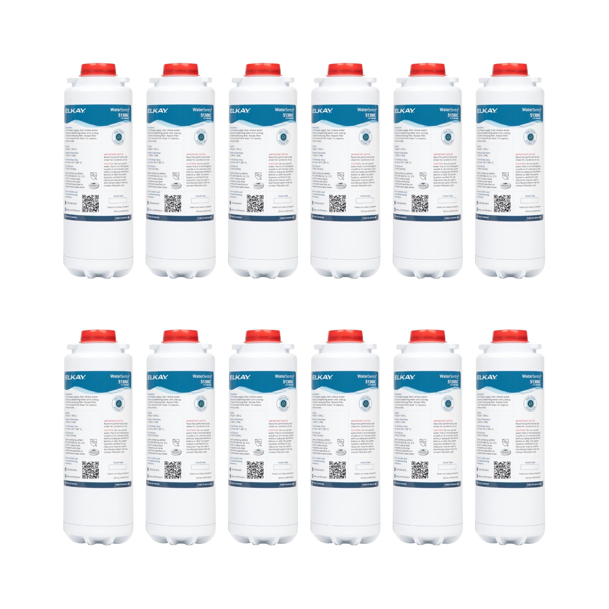Elkay Genuine WaterSentry 51300C Lead + Microplastics NSF/ANSI Certified Filter (12-Pack)(Bottle Fillers)