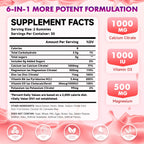 2 Pack Calcium Citrate Gummies 1000mg w/Vitamin D3, High Absorption Calcium Gummies for Women & Men, Plus Magnesium, Potassium, Zinc for Muscle & Immune Support, Raspberry Flavor, 120 Count