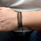Mezcla Vida Natural Stone Beaded Bracelets for Men Women Unisex Adjustable Waterproof Rope Bracelets Set Valentine's Day Birthday Gifts for Boyfriend Husband Him (Bronzite)