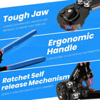 OURU 2 IN 1 Ratchet Pex Crimping Tool Cinch and Remove Combo Function Pex Pipe Crimp Tool from 3/8" to 1" Pex Crimper with Pex Cutter and Stainless Steel Pex Clamps 1/2" 25PCS,3/4" 10PCS