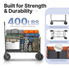 EchoSmile Collapsible Wagon Cart, Heavy Duty 400lbs Capacity, Blue