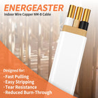 Energeaster Solid Indoor 14/2 W/G NMB Cable 100ft Coil，Electrical Wire 14 Gauge Wire 2 Conductors Non-Metallic with Ground Wire(White)