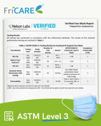 FriCARE Disposable Face Masks, 3-Ply ASTM Level 3 Medical Grade, Breathable & Comfortable for Adult Daily Work/Sun Protection, 50 Pack Blue