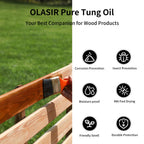 OLASIR 32 oz 100% Natural Pure Tung Oil for Wood Finishing Food Grade Safe, Waterproof Tung Oil for Wood Floors Indoor & Outdoor Furniture
