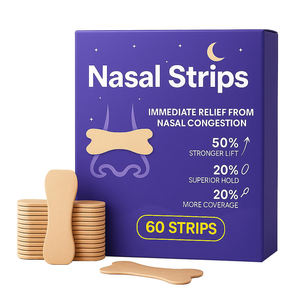 Extra Strength Nasal Strips for Snoring and Nasal Congestion Relief,Drug-Free Breath Better Nose Strips with Strong Adhesive,50% Stronger Lift,Clear Comfortable Design for Sensitive Skin,60 PCS