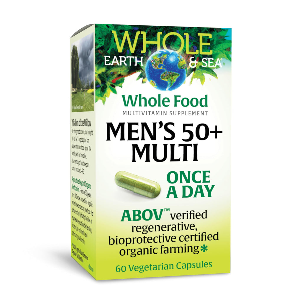 Natural Factors Whole Earth & SEA Men's 50+ Once A Day MULTIVITAMIN & Mineral, 60 Vegetarian Capsules
