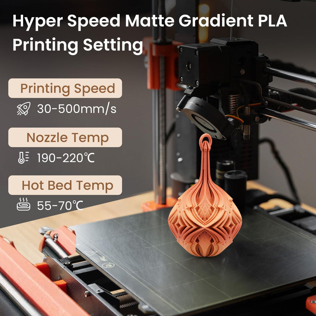 ERYONE Matte Gradient Rainbow 3D Printer PLA Filament 1.75 +/- 0.03mm, HS Matte Multicolor High Speed Filament PLA 1KG(2.2LBS) Spool, Danxia