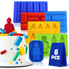6 Pcs Robot and Bricks Silicone Molds for Chocolate and Candy