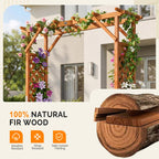 VINGLI Wooden Garden Arbor with Planter, Wedding Arch for Ceremony, Wood Garden Arbour Trellis for Plant Climbing, Pergola for Garden Backyard, Lawn, Outdoor (Golden Brown)