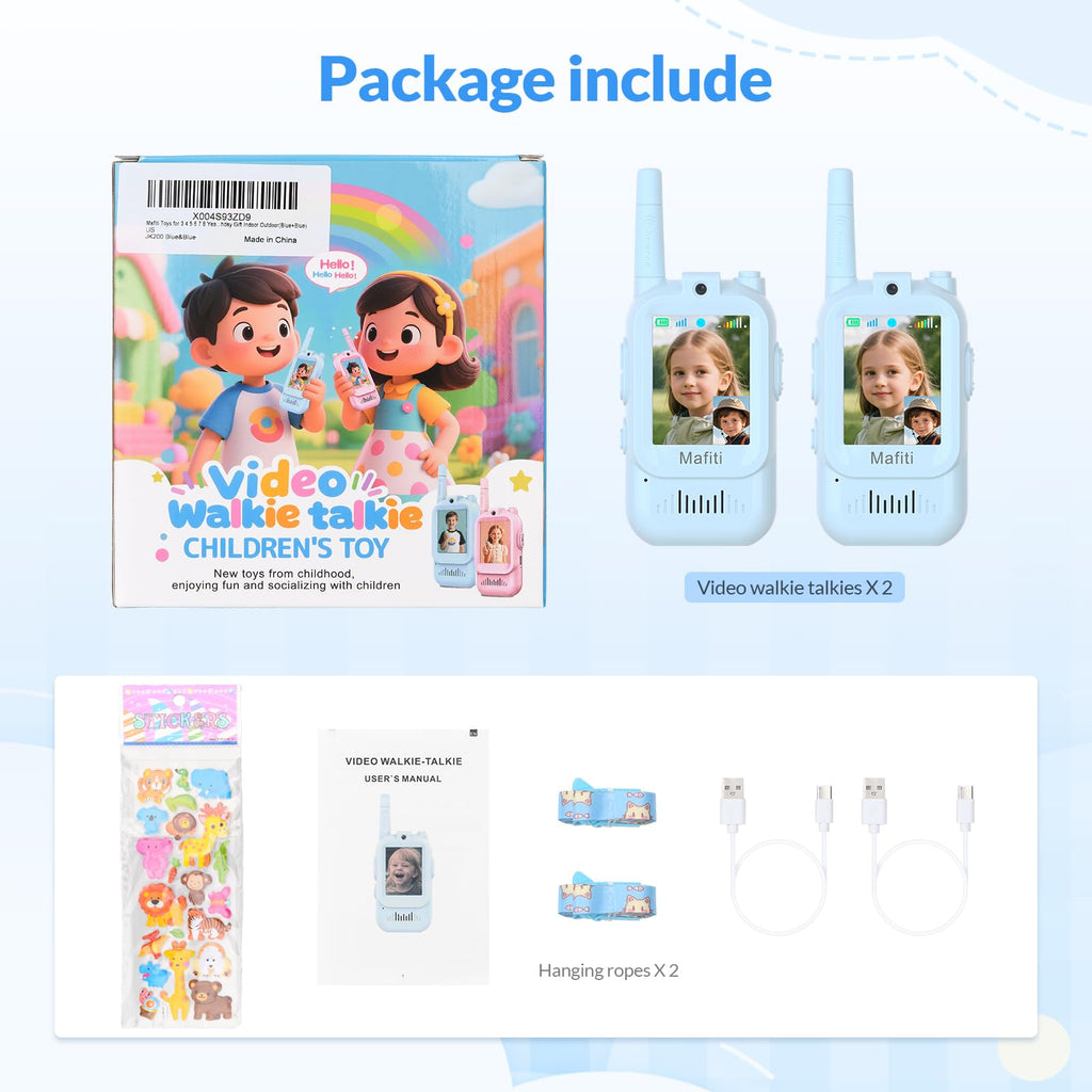 Mafiti Toys Video Walkie Talkies for Kids 2 Pack Rechargeable Long Range