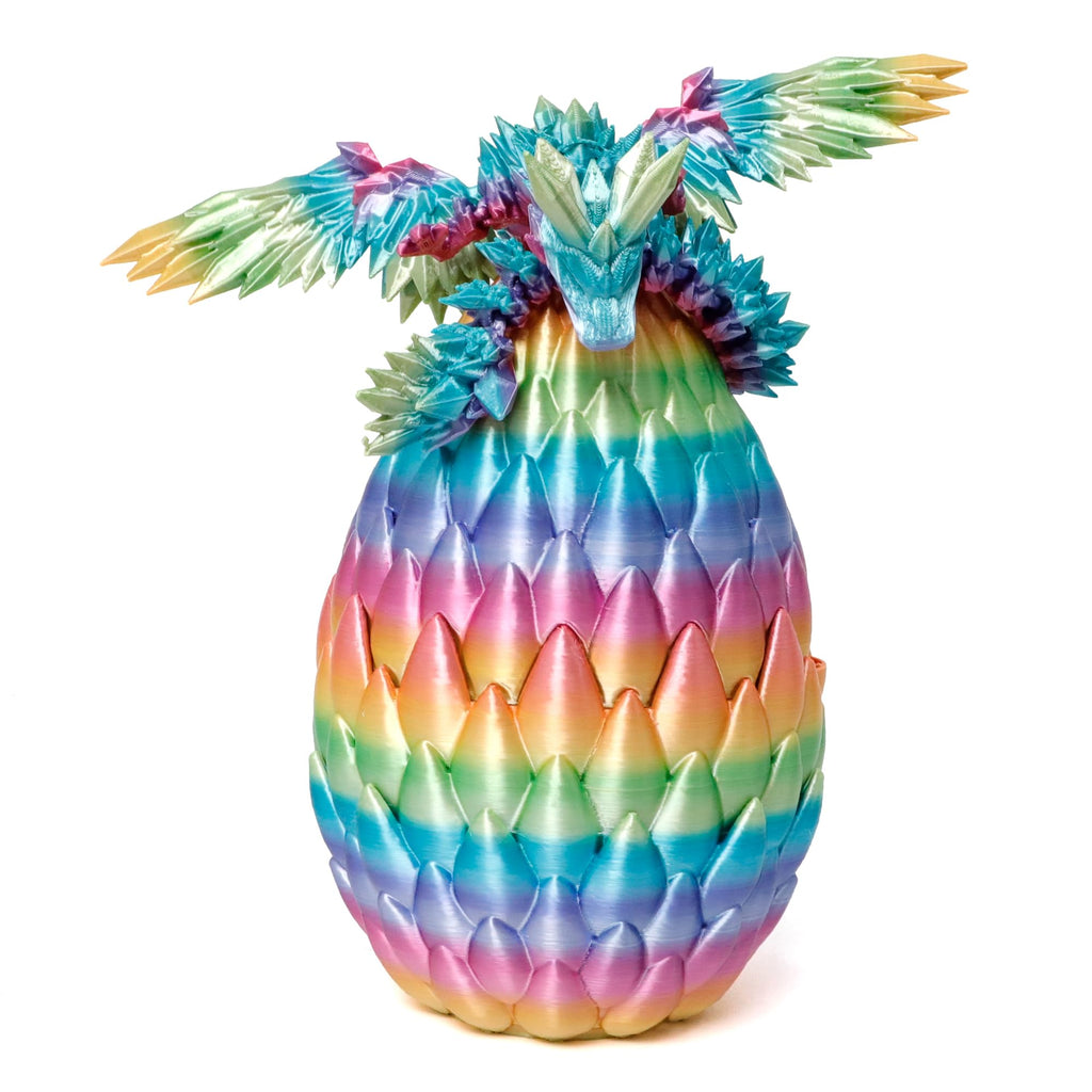 3D Printed Dragon Eggs - 9” Flying Dragon Inside, Large Vibrant Collectible, Fantasy 3D Animals Toys for Kids and Adults, Cool Desk Decor for Christmas, Birthday, Easter Stuffers, Graduation (Rainbow)