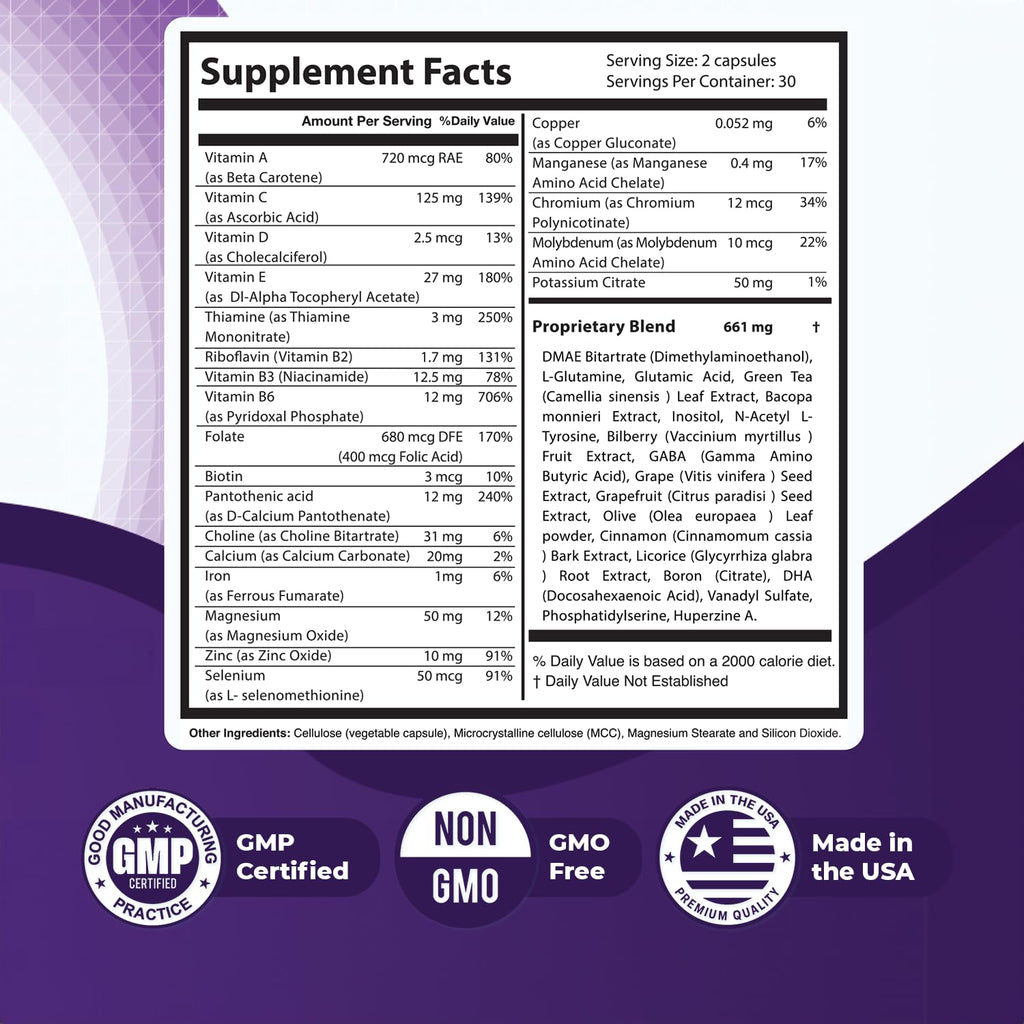 Memopezil – Vitamins A, B, C, D, E & Botanicals – 60 Ct, 6 Month Supply