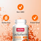 Jarrow Formulas Lactoferrin Supplements 250 mg - Immune-Supporting Glycoprotein for Healthy Immune System Support & Iron Absorption - Freeze Dried, Gluten Free, Non-GMO - 60 Capsules (Servings)