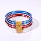 FAERLIIRY American Flag Bracelets Glitter Jelly Bangles Bracelets 4th of July Patriotic Bracelets for Women USA Red White Blue Bracelets Independence Day Jewelry Gifts (Patriotic-6PCS)