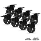 Caster Wheels, Heavy Duty 4 Inch Casters Set of 8, Locking Swivel Casters Wheels for Cart, Furniture and Workbench, Black