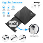Amicool External DVD Drive USB 3.0 USB C CD Burner CD/DVD +/-RW Optical Drive, Slim Portable DVD Player CD ROM Rewriter Writer Reader for Laptop Desktop PC Windows 11/10/8/7 MacBook Mac Linux OS Apple