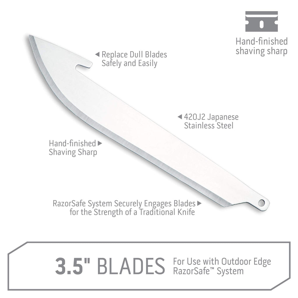 Outdoor Edge 3.5" RazorSafe Replacement Sharp-Point Knife Blades, 24 Piece Value Pack