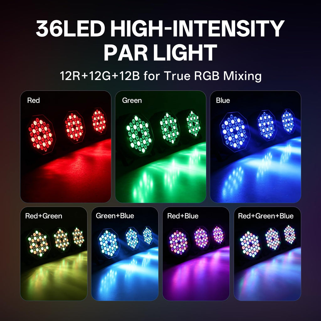 U`King 36 LED RGB Stage Par Lights by Remote DMX Control 2pack