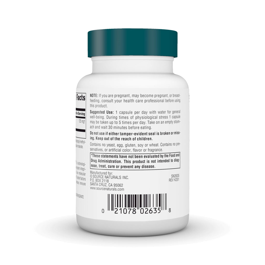 Source Naturals Wellness Transfer Factor, Supports Immune System Response* 125 mg - 60 Vegetarian Capsules