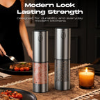 Electric Salt and Pepper Grinder Set, Rechargeable Automatic Salt and Pepper Shaker with 6 Adjustable Coarseness, Large-Capacity Pepper Mill White Elephant Gifts (Rechargeable-Stainless Steel)