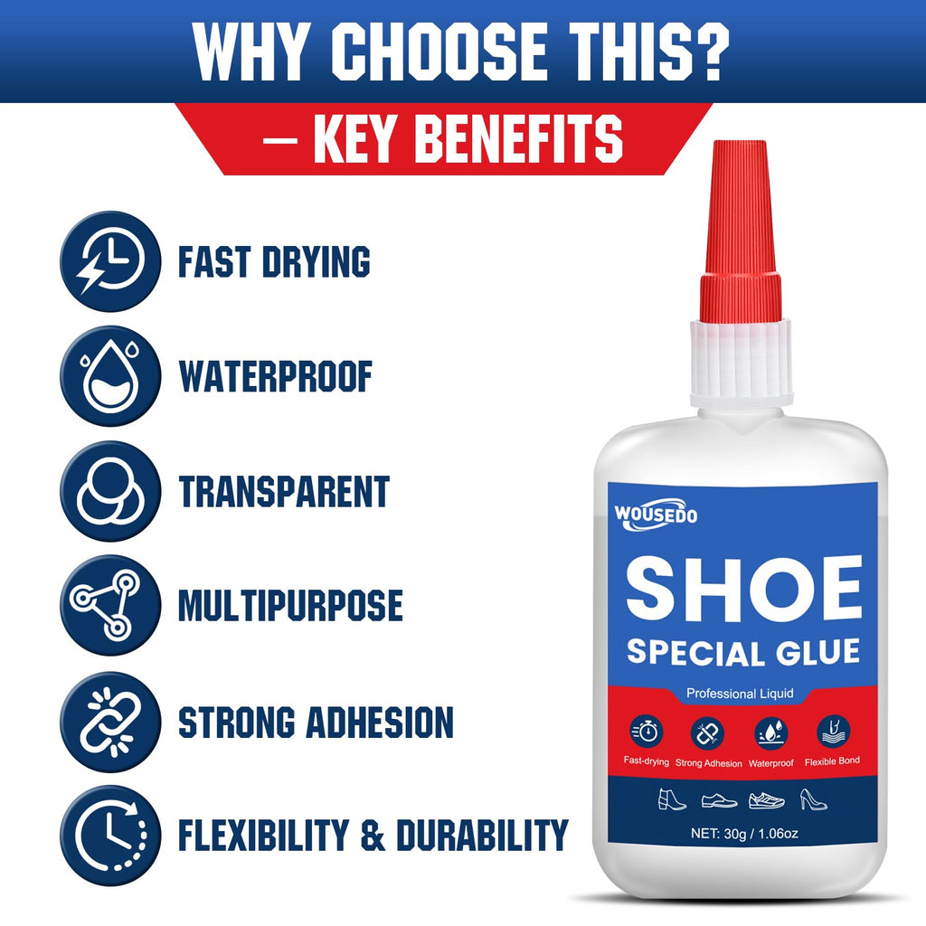 Shoe Glue 30g, Flexible & Waterproof Adhesive for Shoe Repair & Restoration
