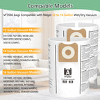 12 Pack 23743 VF3502 Vacuum Bags Compatible with Ridgid 12 to 16 Gallon Wet Dry Vacuums, High Efficiency Replacement Filter Bags for Model WD1950 WD1956 WD1850 WD1851 RV2400HF WD1450 WD1680 WD1270