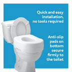 Carex Toilet Seat Riser, Adds 5 Inches of Height, Elevated and Raised Toilet Seat with 300 lbs Capacity, Standard Riser for Elderly and Handicap, Universal, Slip-Resistant, White