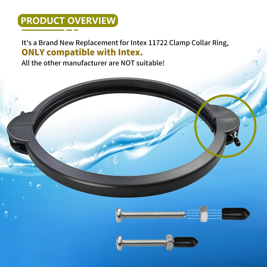 11722 Sand Filter Clamp with Screw+O-Ring Compatible with Intex 10"(DN) Sand Filter Tank, Flange Clamp Compatible with Krystal Clear SF90110-1 SF90110-2 SX1500 Sand Filter Pump for Above Ground Pool