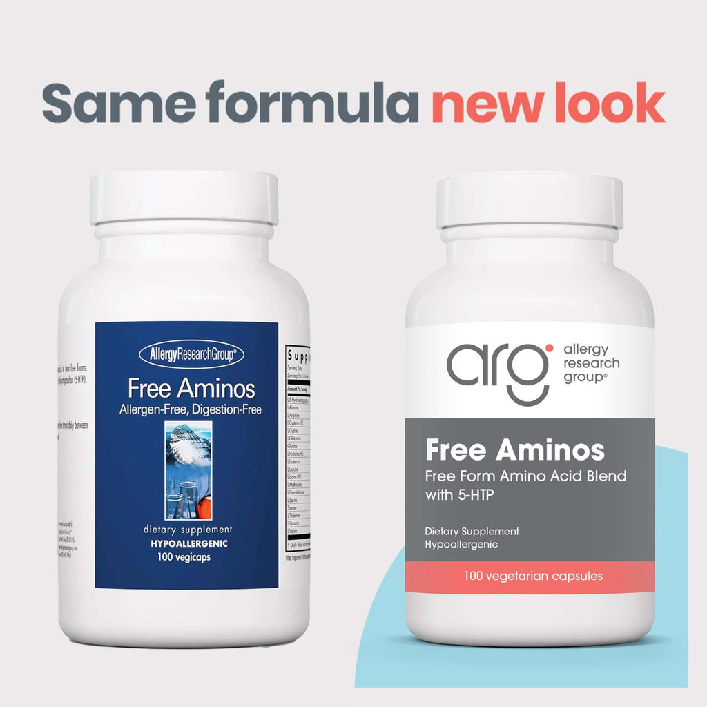 ARG Free Aminos - Free Form Amino Acid Complex with 5-HTP - Essential Amino Acids for Muscle & Neuro Support - Vegetarian Capsules - 50 Servings - 100 Count