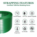 WCM Strapping Banding Strapping Kit, Pallet Strapping Kit, Packaging Banding Tool with 5/8" Width, 1000' Length Polyester Strapping Coil Roll and Dispenser Box – Heavy Duty Certified 1200 lbs Break