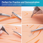 Alcedo Suture Practice Kit for Medical Students | Complete Set (32 Pieces) Include Durable Large Suturing Pad with Pre-Cut Wounds, Tools Kit, and Suture Threads for Educational Use Only