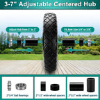 4.80/4.00-8 Flat Free Tire and Wheel- 16" Flat-Free Solid Wheelbarrow Tires with 5/8" & 3/4" Bearings, 3"-7" Centered Hub by Cenipar Universal Fit for Wheelbarrow,Hand Truck,Garden Trailer,Trolley