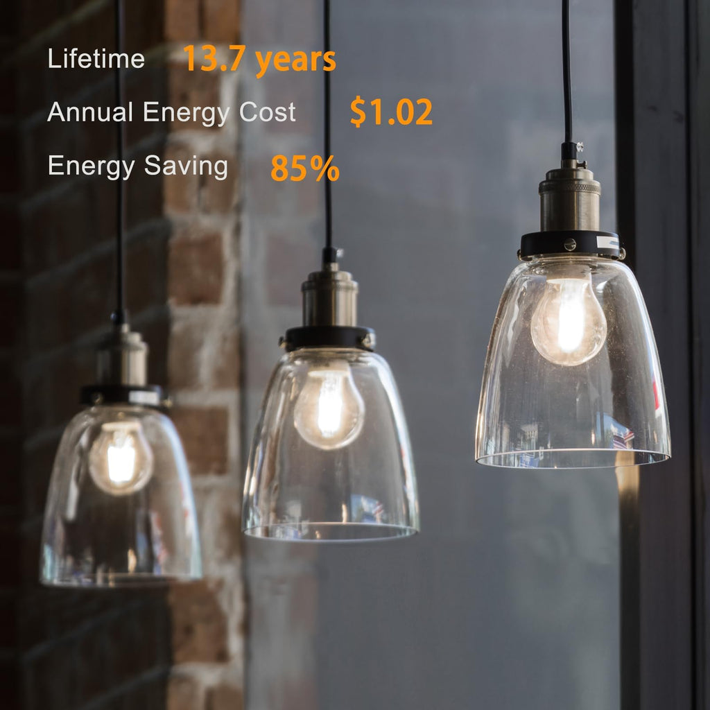 TJOY 6 Pack A19 Vintage LED Edison Bulbs, Dimmable Light Bulb 60W Equivalent, High Brightness 5000K Daylight, Ultra-Bright, 8W E26 Standard Base, 800Lumens, CRI80+, Clear Glass Filament Bulb for Home