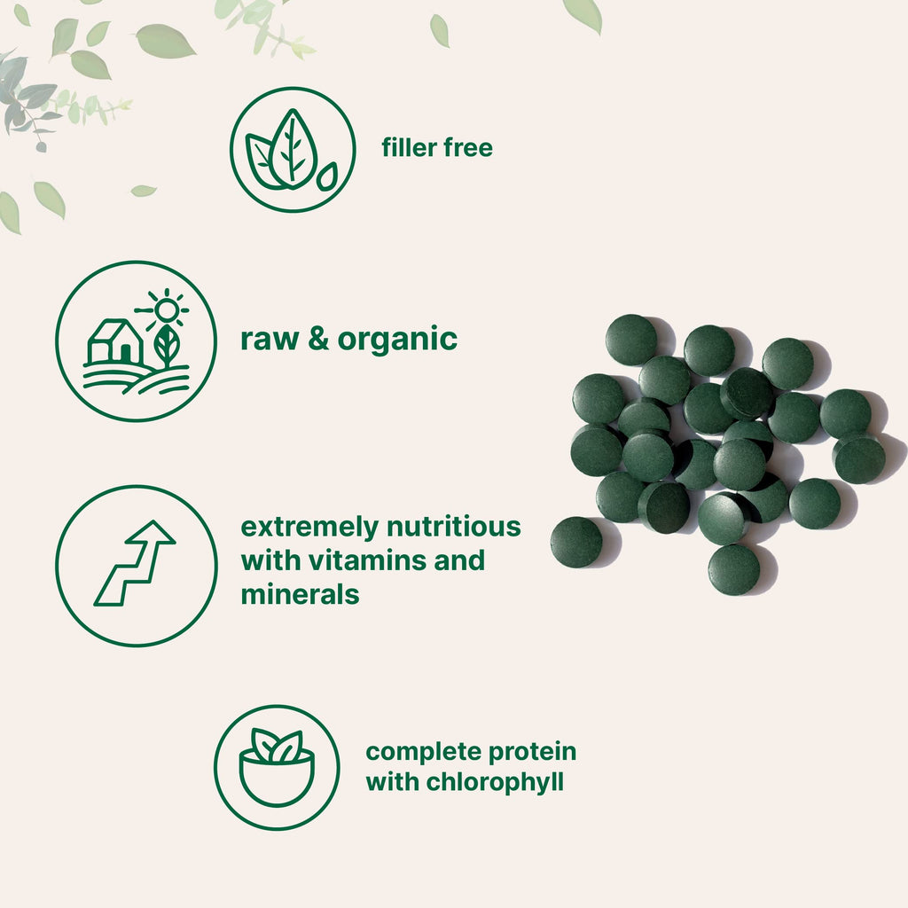 Micro Ingredients Organic Spirulina Supplement, 720 Tablets (4 Month Supply), No Filler & Non-GMO, Rich in Vegan Protein, Vitamins & Prebiotics, Premium Spirulina Pills
