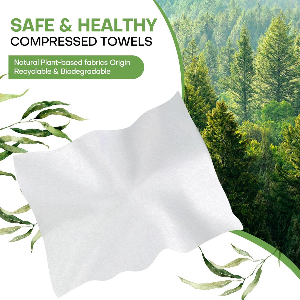 Fancyou Compressed Towel Tablets 200 Count, Thicken Disposable Face Towel with 2 Carry Cases, Biodegradable & Compact, Cotton Clean Face Towels for Outdoor Camping Hiking Travel Gym BBQ Home