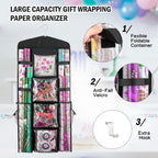 EOLIMEX Christmas Wrapping Paper Organizer Storage, Hanging Gift Bag Storage Organizer, Double-Sided Wrapping Paper Holder Storage - Black