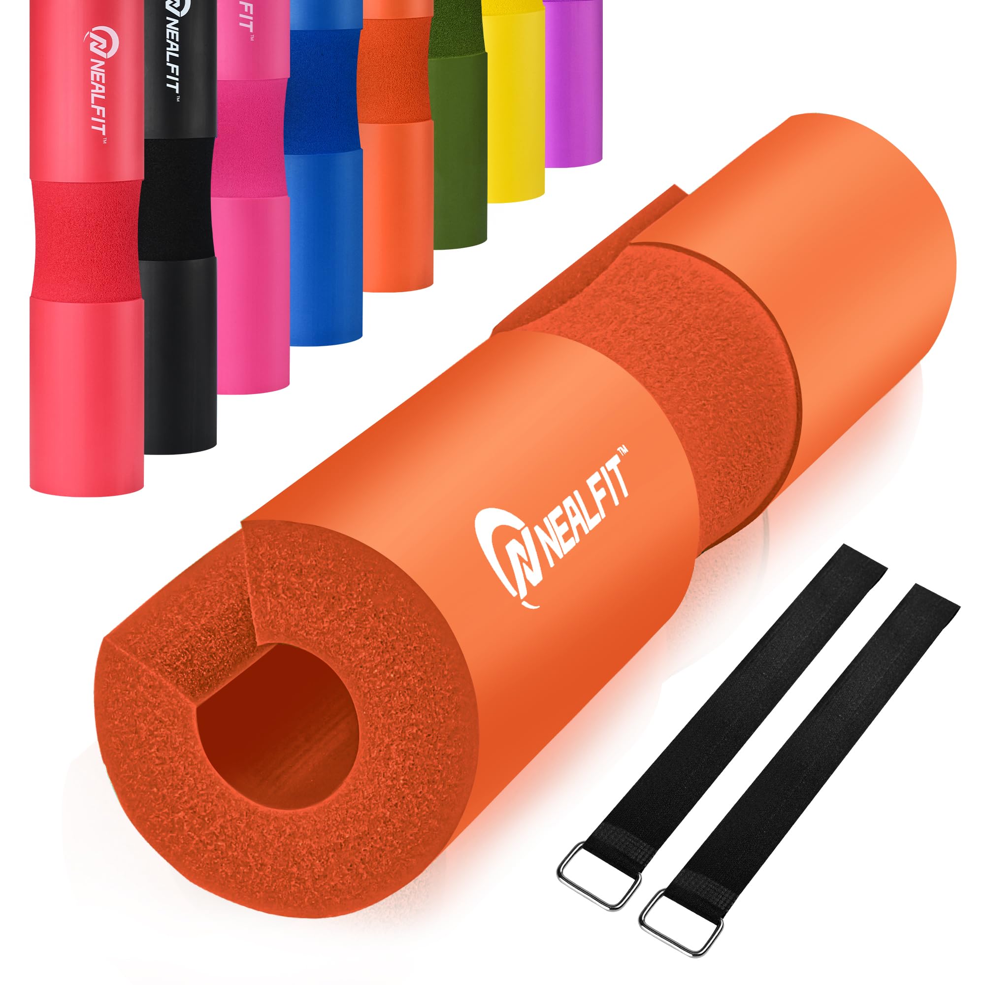 NEALFIT Barbell Pad Squat Pad for Squats���Squat Bar Pad���Great for Weightlifting,Lunges and Hip Thrusts���Foam Sponge Pad���Fit Standard and Olympic Bars Perfectly (Orange)