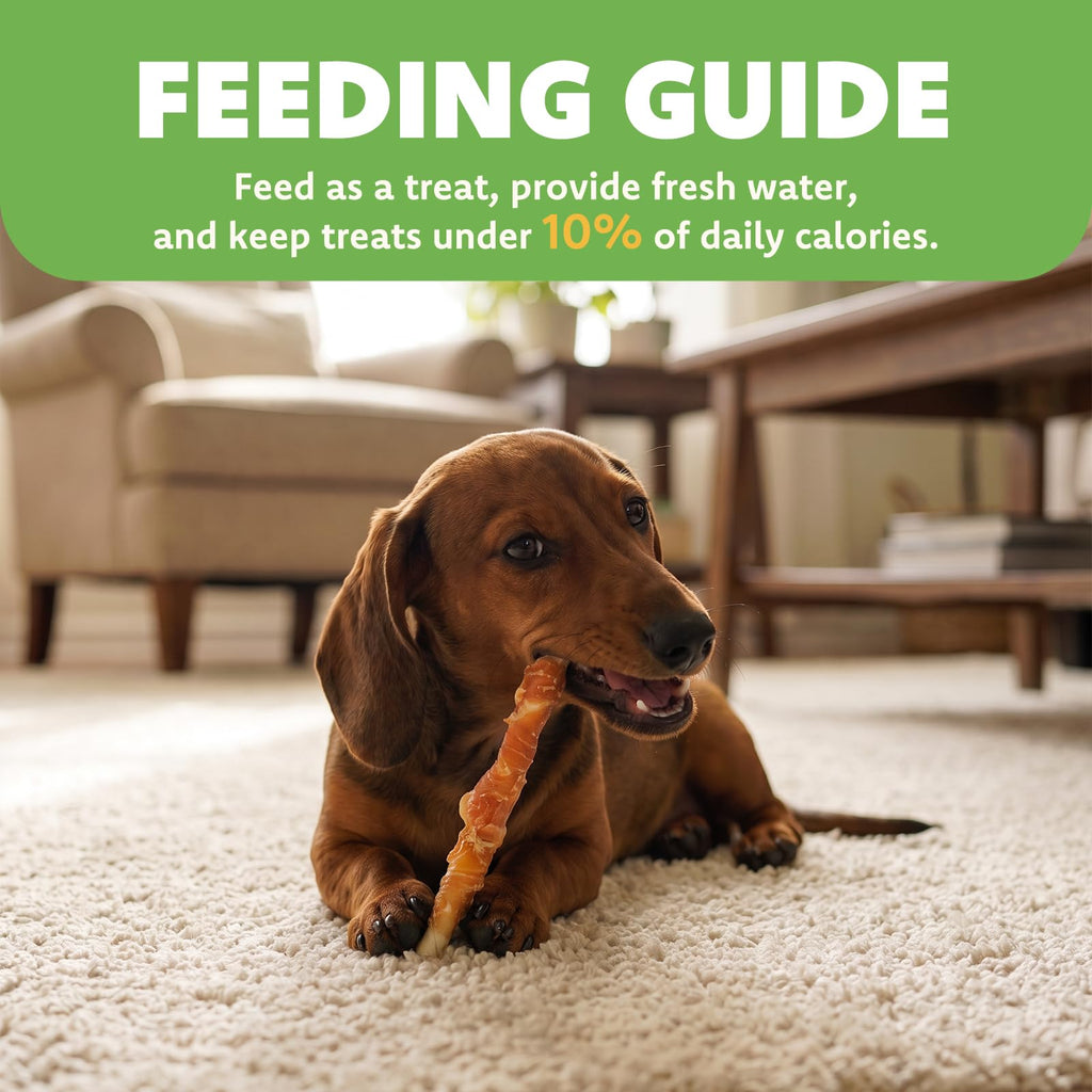 MON2SUN Dog Treats, 5 Inch Chicken Wrapped Rawhide Sticks, 14.11 oz