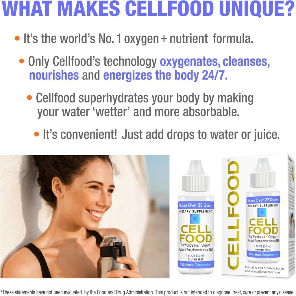 Cellfood Oxygen Boost - 1 fl oz, 5 Pack - Liquid Oxygen Supplement for Lymphatic Drainage, Altitude Sickness, Jet Lag, Fatigue, Headaches, Hangovers & Energy - Gluten Free, Cert. Kosher