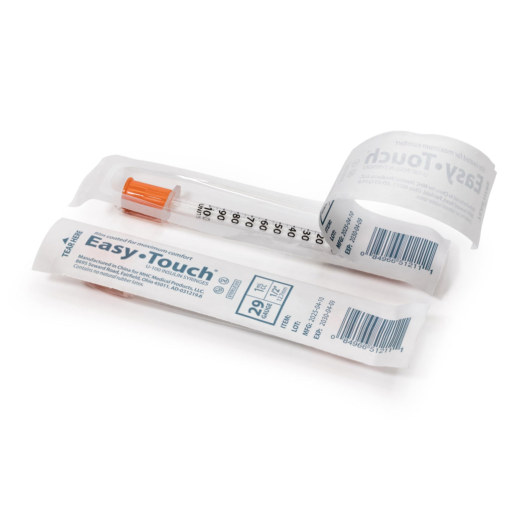 EasyTouch IW U-100 Insulin Syringes (29G 1.0cc 1/2") - 30 ct.