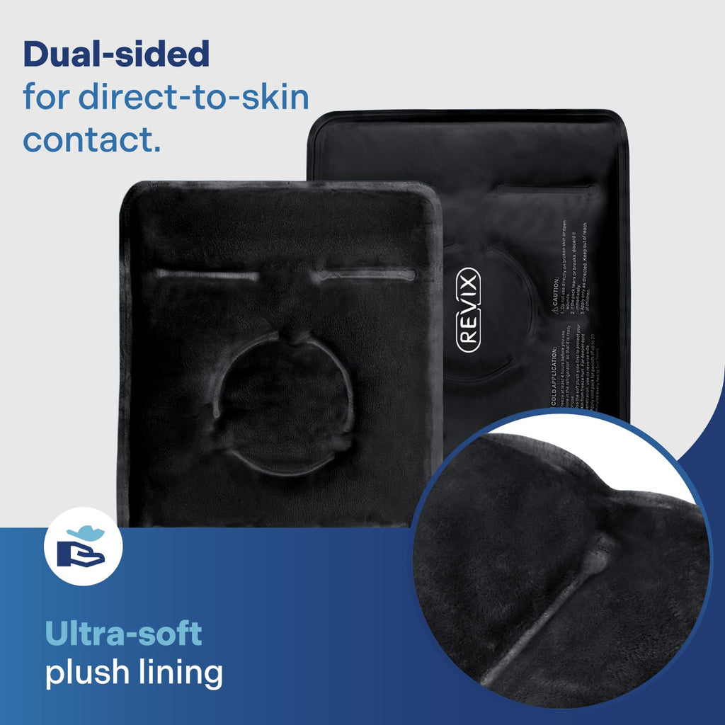 REVIX Ice Packs for Knee Relaxation, Reusable Gel Ice Wraps with Cold Compression for Meniscus Tear and ACL, Plush Cover and Long-Lasting Cold, A Set of Two, Black