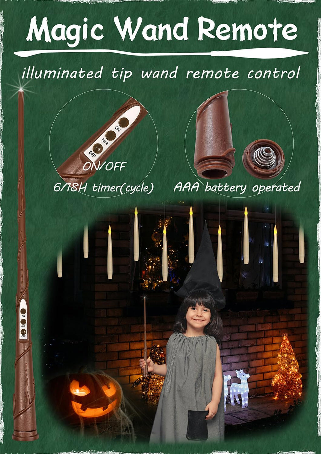 Leejec 12Pcs Floating Candle with Wand Remote, 6/18H Timer, Halloween Decor