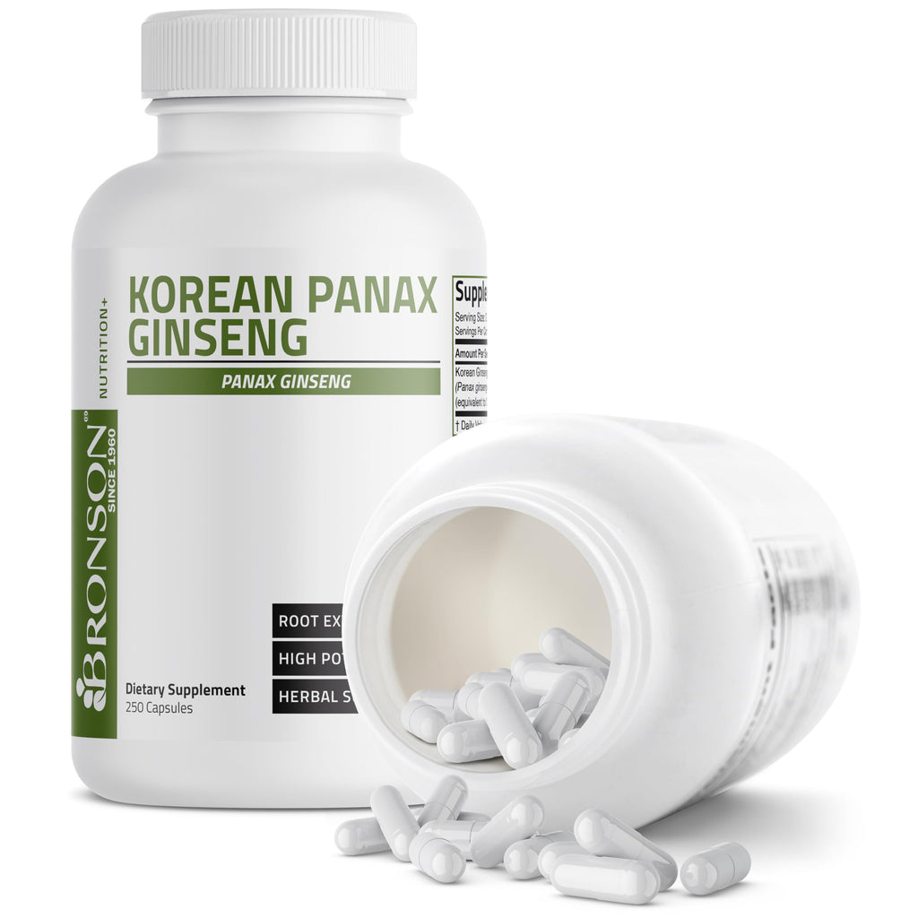 Bronson Korean Panax Ginseng Supports Energy, Endurance & Vitality + Memory and Mental Performance, 250 Capsules