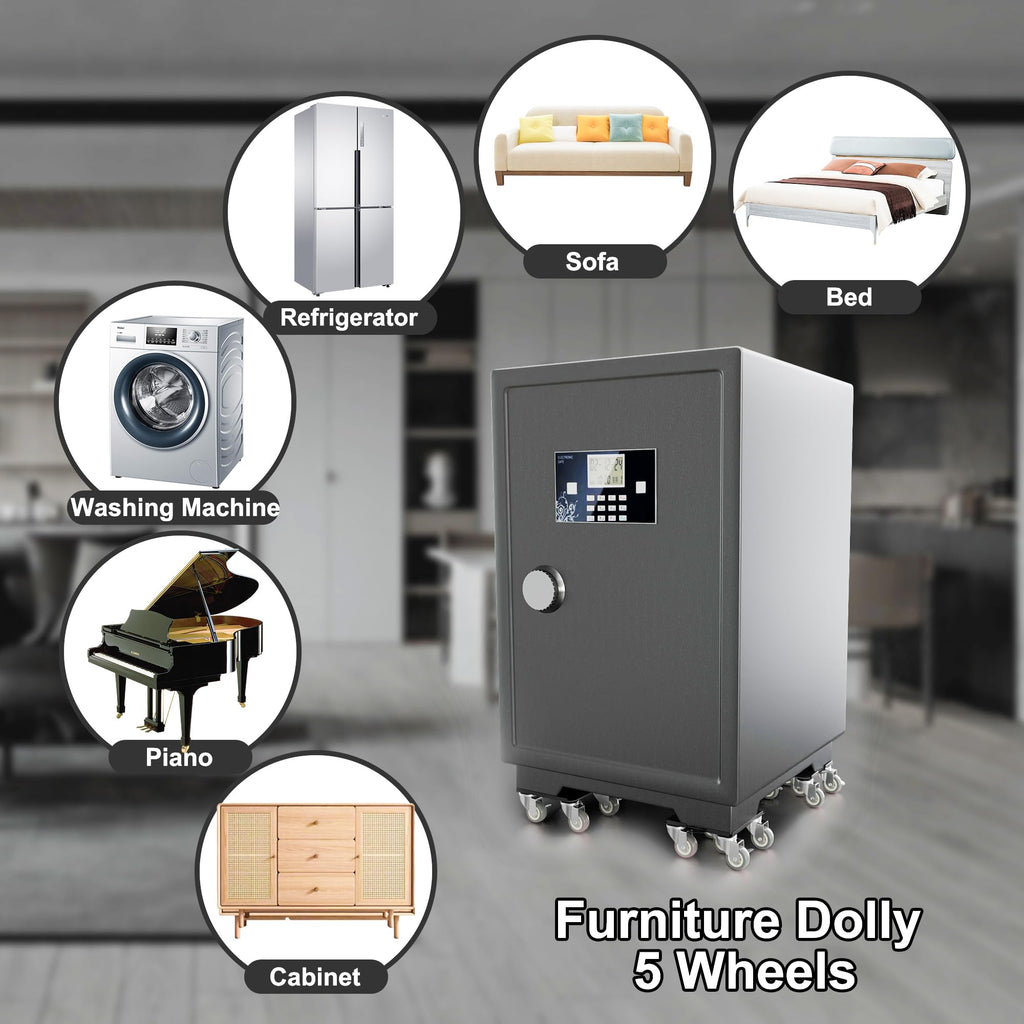 Qenovo Furniture Dolly,Furniture Movers with 5 Wheels,Silent & 360° Rotating Wheels & Side Brake,2400 Lbs Capacity,Carbon Steel Panel Heavy Duty Dolly for Appliances,Sofas,Beds,Pianos
