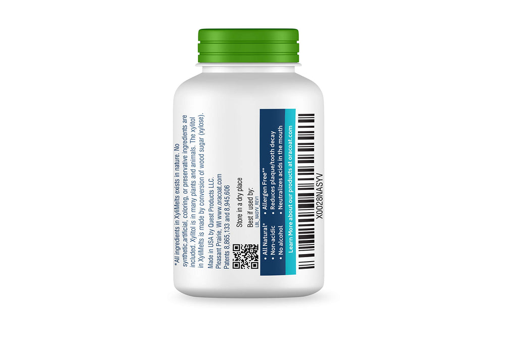 Oracoat XyliMelts for Dry Mouth Night Time or Day - Moisturizing Dry Mouth Adhering Discs, Sugar Free with Xylitol, 100 Count, Mild Mint Flavor, 8-Hour Relief