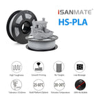 iSANMATE Rapid PLA Filament 1.75mm, Grey 3D Printer Filament, Fast Printing Speed PLA, Dimensional Accuracy ±0.02mm, 1kg/Spool