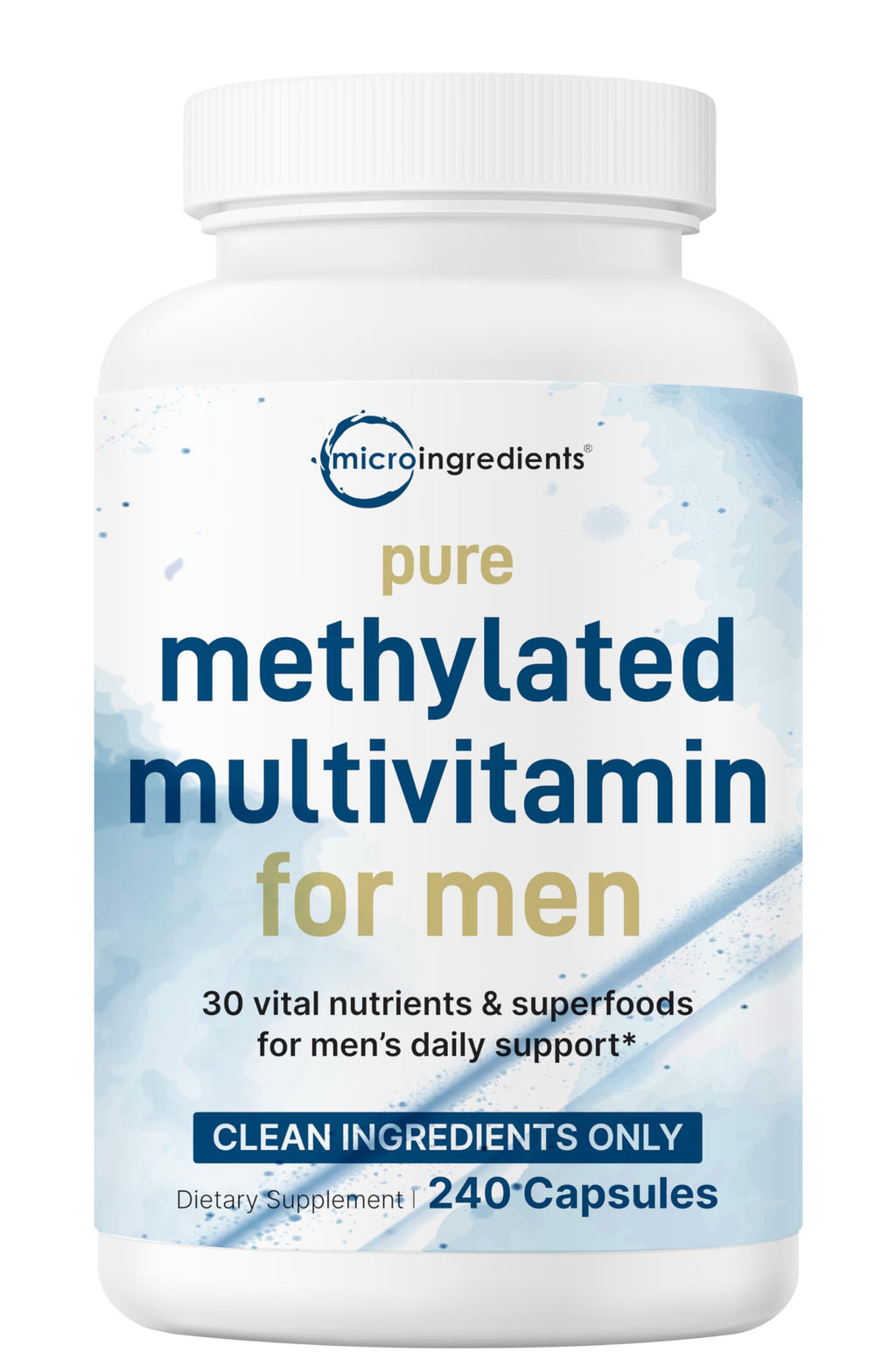 Micro Ingredients Pure Methylated Multivitamin for Men, 240 Capsules | with Vitamin C, D, E, B Complex + Methylfolate, lycopene, Saw Palmetto, Ginseng, & Maca | Men’s Daily Support | Filler Free