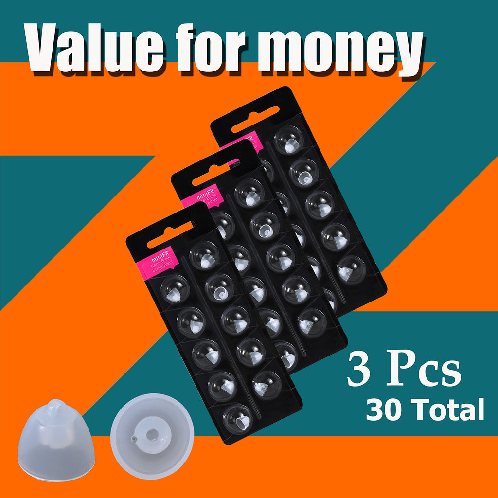 Hearing Aid Domes for Oticon Replacements,Oticon Minifit Single Vent Bass Domes (8 mm/3 Pack）,Universal Domes for Oticon Hearing Aid Supplies