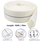 Ahzemepinyo 2IN x 164FT Pool Backwash Hose Heavy Duty Drain Discharge Hose LayFlat Garden Hose with 2 Clamps,Weatherproof Burst Resistant for Water Transfer, Sump Pump, Pool Filter, Pool Drain